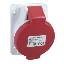 PKY16F434 Schneider PratiKa - socle de prise industrielle coudée 16 A - 3P+T - 380-415 V CA - IP44