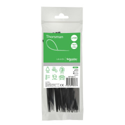 Thorsman - Colliers de serrage rilsan noir 160x2,5mm - nylon - lot de 100 colliers serre-câbles