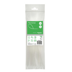 Lot de 100 colliers serre câble plastique blanc 200x2,5mm - Ultra résistant Polyamide 6.6 - Schneider
