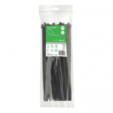 Schneider - Collier de serrage plastique en rilsan noir 300x4,8mm - nylon - lot de 100 colliers serre-câbles