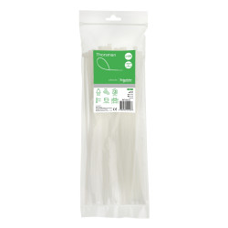 Lot de 100 colliers serre câble plastique blanc 300x4,8mm - Ultra résistant Polyamide 6.6 - Schneider