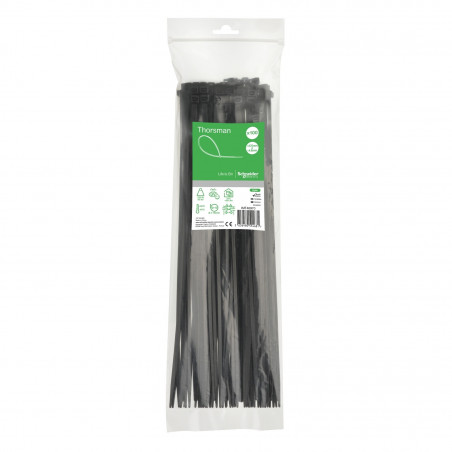 Schneider - Collier attache câble en polyamide 370x4,8mm - nylon - lot de 100 colliers serre-câbles noir