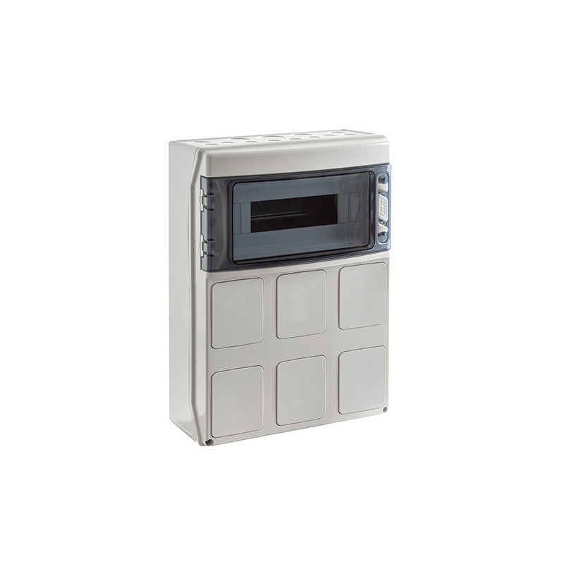 PCSN12PT - Coffret pour prise étanche IP65 - prédécoupage 6 prises - 1 rangée de 12 modules - IDE STAR
