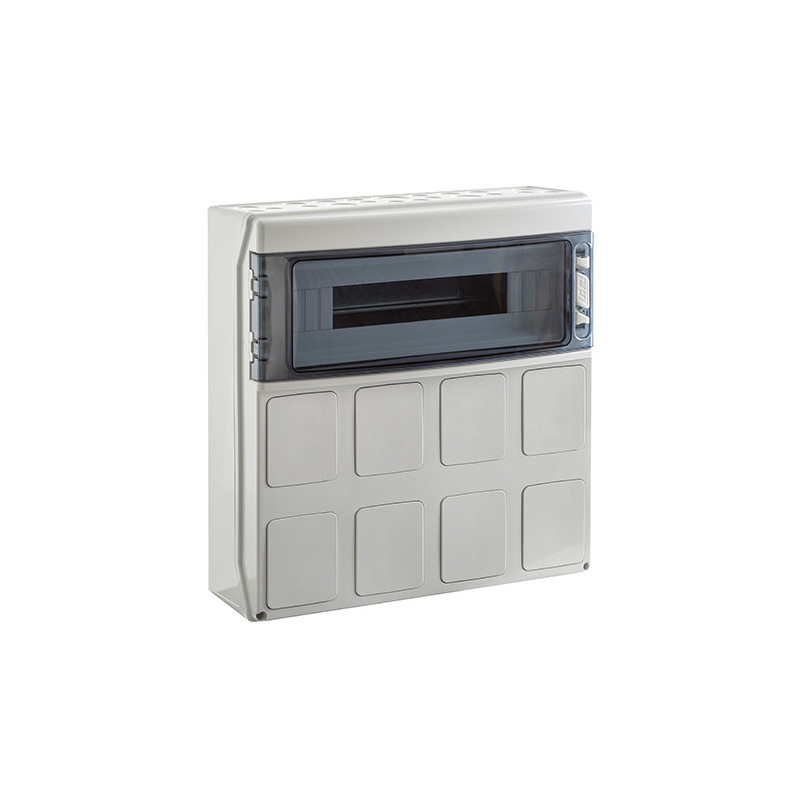 PCSN18PT - Coffret pour prise étanche IP65 - prédécoupage 8 prises - 1 rangée de 18 modules - IDE STAR