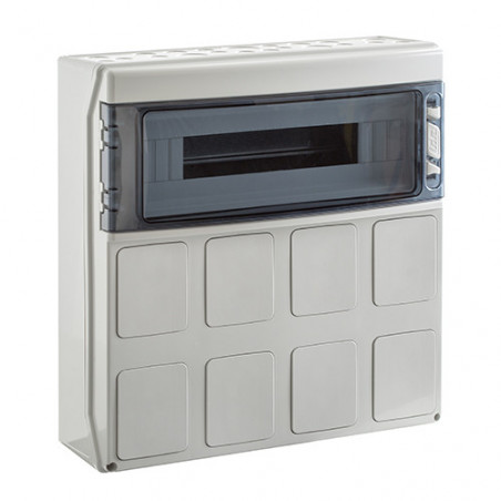 PCSN18PT - Coffret pour prise étanche IP65 - prédécoupage 8 prises - 1 rangée de 18 modules - IDE STAR