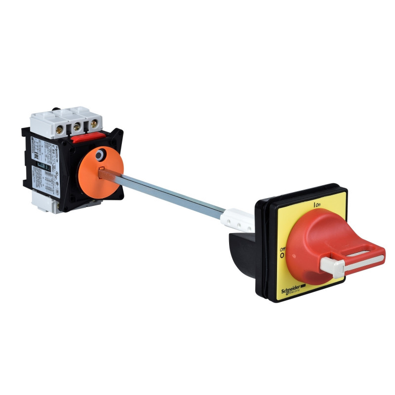 VCCF02 Schneider - Inter sectionneur 3P 12A - Montage rail DIN  +  Poignée rouge sur porte 4 vis  - TeSys Vario VCCF