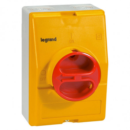 022171 - Interrupteur sectionneur de proximité Legrand 3P 16A - Boitier  jaune étanche IP65