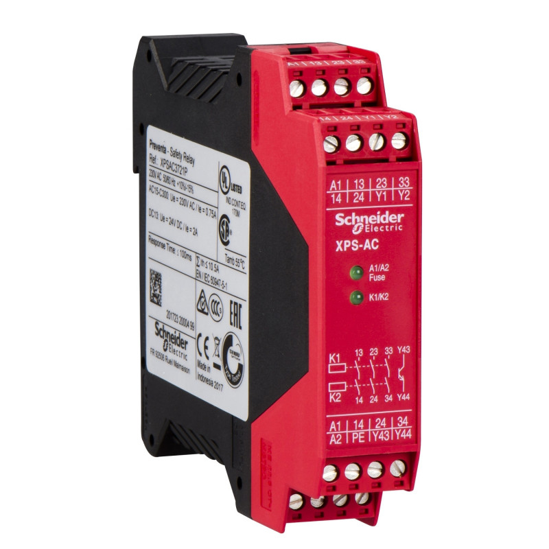 XPSAC3721P Schneider Relais de sécurité surveillance arrêt d'urgence 3 sorties 230Vca Preventa XPSAC