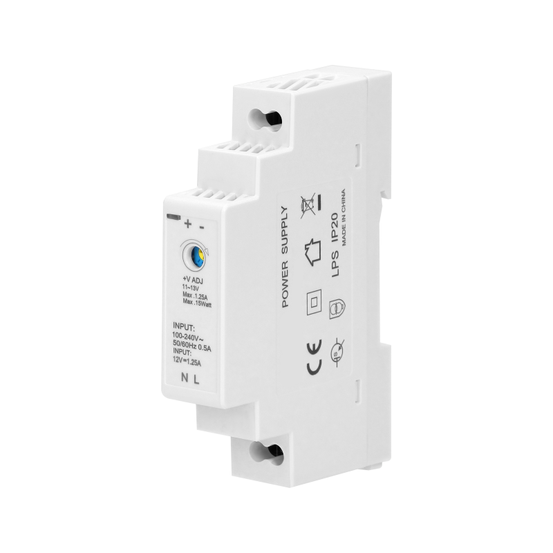 Alimentation courant continu 12V 1,25A 15W - 1 module - Transformateur 220V - 12V cc