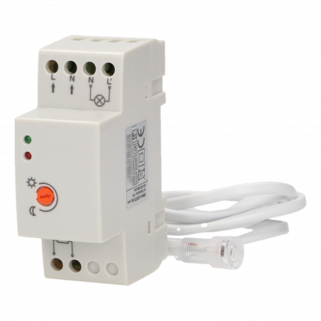 Détecteur crépusculaire pour tableau électrique avec cellule photo-électrique étanche IP65  pré-cablée
