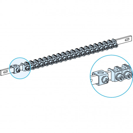 LVS04200 Schneider Linergy TB - collecteur de terre cuivre pour Prisma G et P avec 40 étriers- 24 modules - 45cm