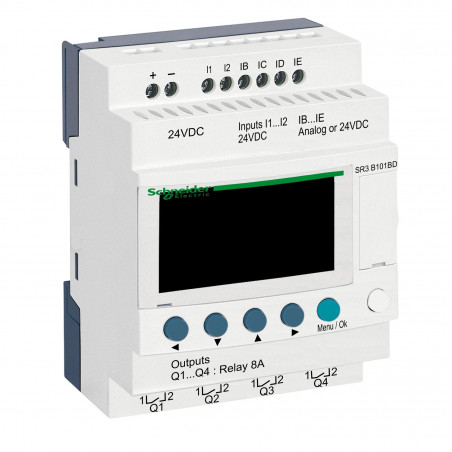SR3B101BD Schneider - Automate Zelio Logic - relais intelligent 10 E/S extensibles - 24Vcc - horloge + afficheur