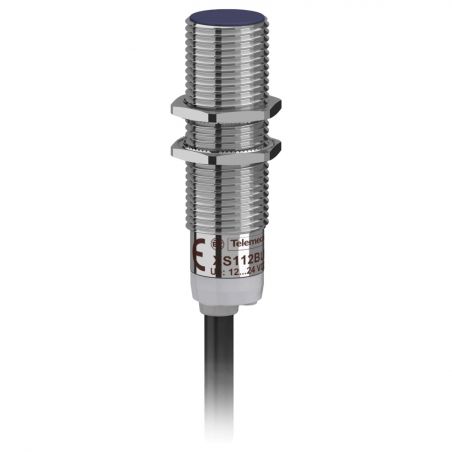 XS112B3PAL2 Schneider XS détecteur inductif boitier métal M12 L37mm noyable Sn4mm DC3-PNP NO - 2m Telemecanique