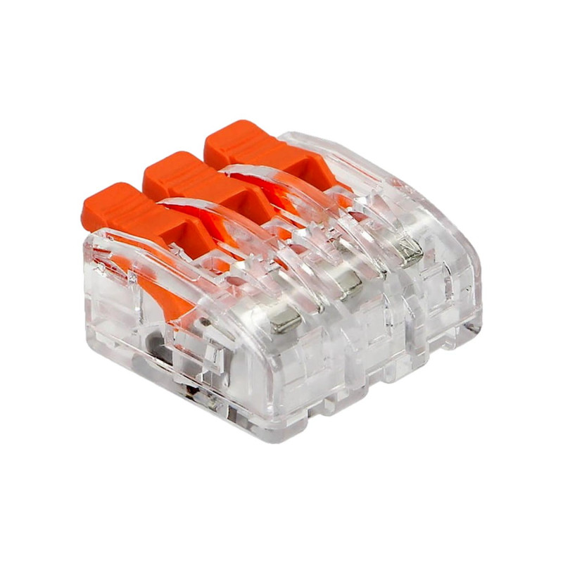 Lot de 10 bornes automatiques à levier 3 fils souples 0,2 à 4mm²