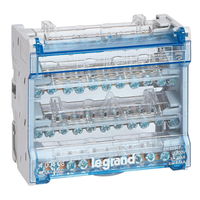 400408 Legrand Répartiteur modulaire tétrapolaire 125A 6 modules 10 départs