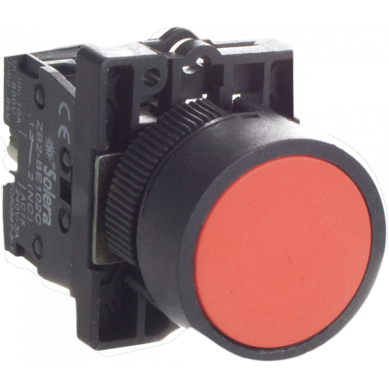 Bouton poussoir monostable rouge avec bloc de contact 1NF - étanche IP65