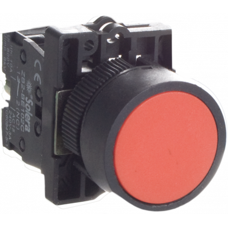 Bouton poussoir monostable rouge avec bloc de contact 1NF - étanche IP65