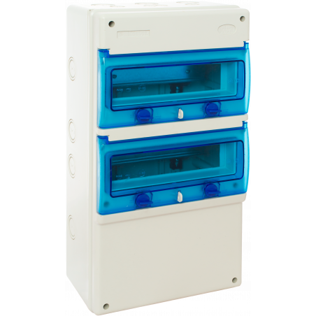 1322P Coffret électrique étanche pour prises - 2 rangées de 11 modules - IP65 - Solera Indubox