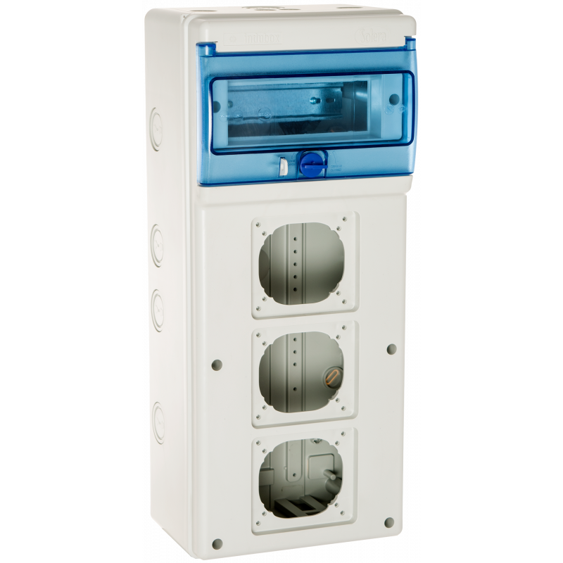 1308PV3 Coffret étanche IP65 pour 3 prises électriques à composer - 8 modules - Solera Indubox