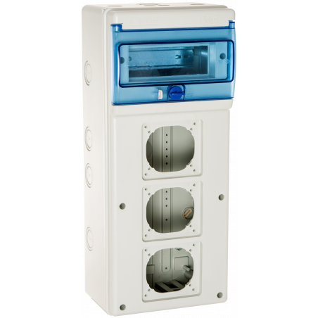 1308PV3 Coffret étanche IP65 pour 3 prises électriques à composer - 8 modules - Solera Indubox