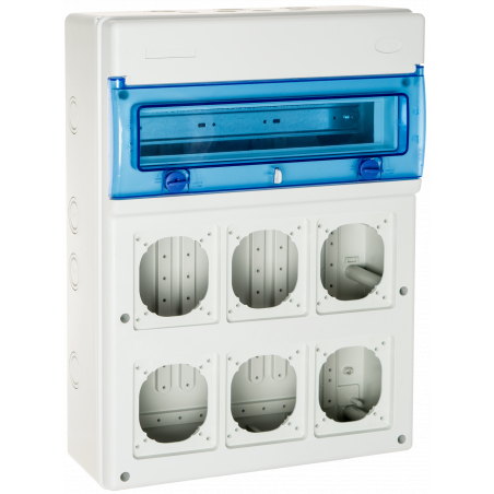 1316PV6 Coffret étanche IP65 pour 6 prises électriques à composer - 16 modules - Solera Indubox