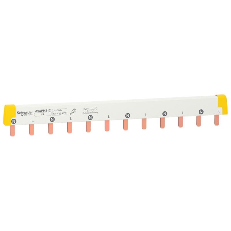 A9XPH212 Schneider Peigne bipolaire pour disjoncteur 2P - Pas 18mm - 12 modules - Acti9 iC60
