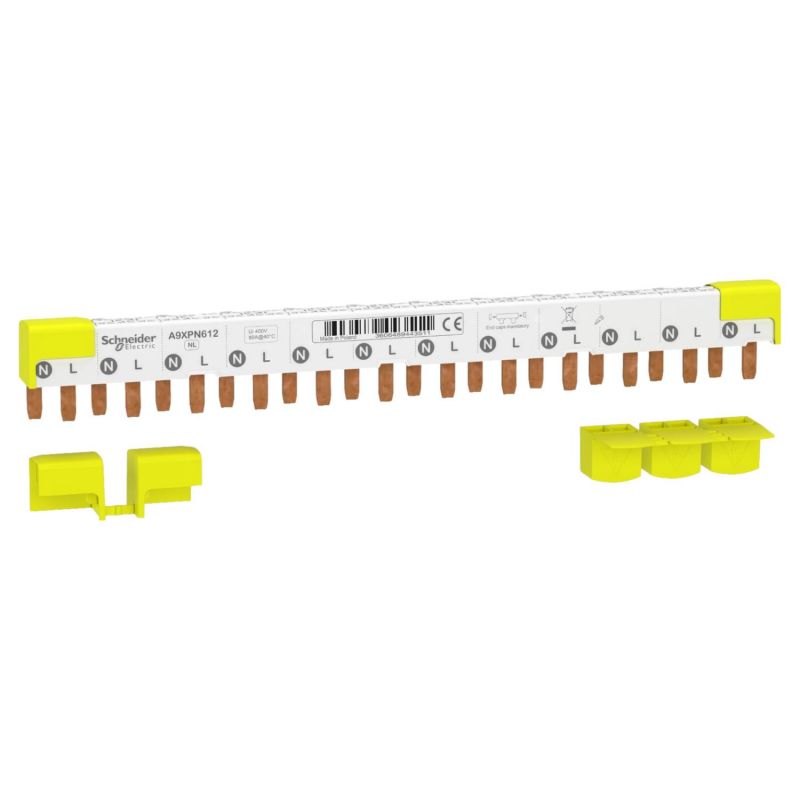 A9XPN612 Schneider Peigne pour disjoncteur phase neutre 1P+N - Pas 9mm - 12 modules - Acti 9 iDT40