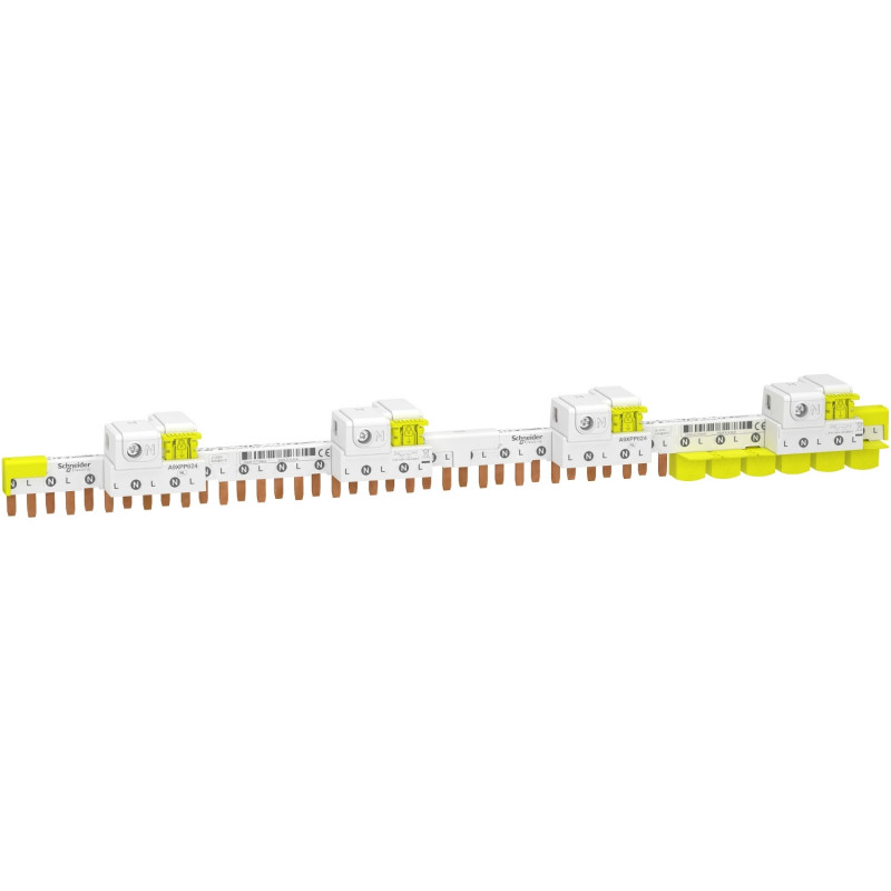 A9XPP624 Schneider - Peigne avec connecteur pour disjoncteur 1P+N - Pas 9mm - 24 modules - Acti 9 iDT40