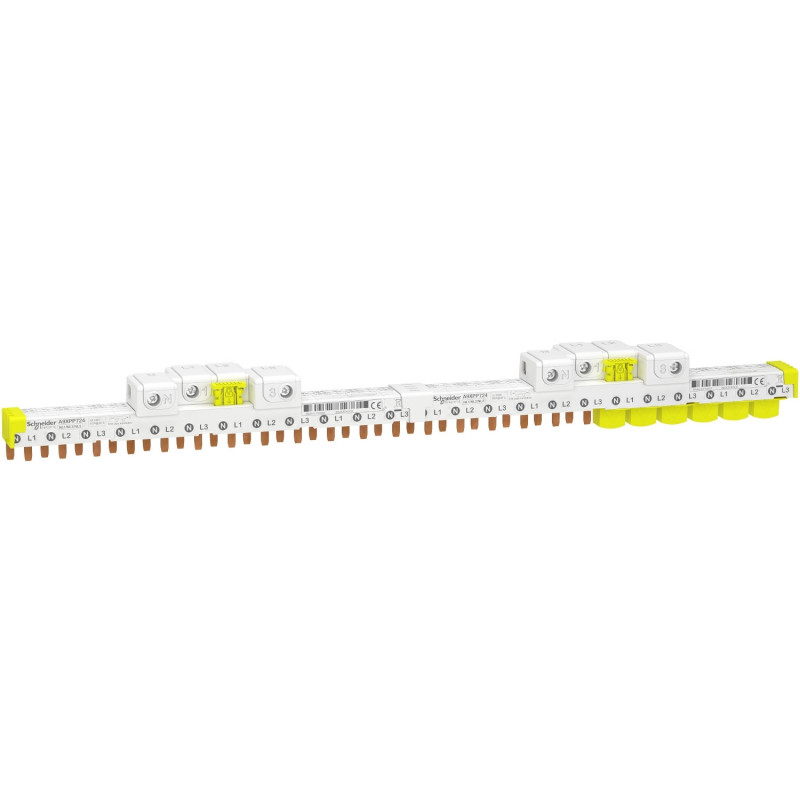 A9XPP724 Schneider - Peigne de répartition 4P vers 1P+N avec connecteur - Pas 9mm - 24 modules - Acti 9 iDT40