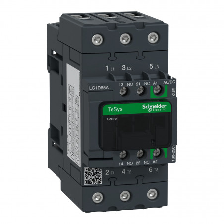 LC1D65AKUE Schneider - Contacteur tripolaire - 3NO - 65A - Bobine 100 à 250Vca-cc - Everlink