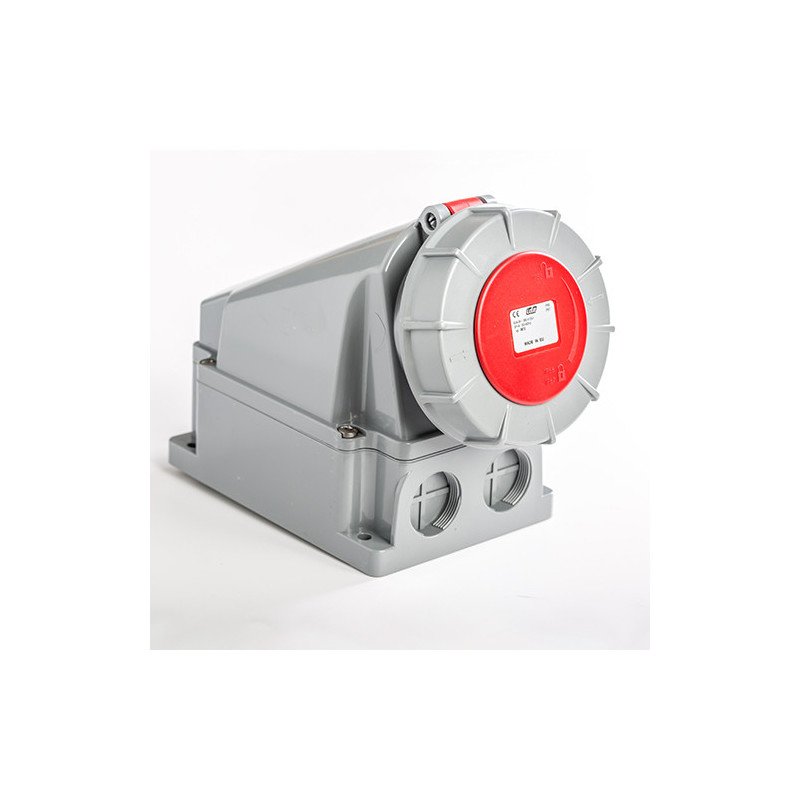 Socle de prise 63A triphasé avec fil pilote 3P+T - Étanche IP67 - IDE