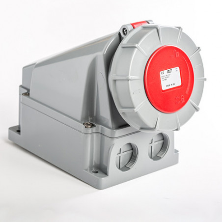 Socle de prise 63A triphasé avec fil pilote 3P+T - Étanche IP67 - IDE