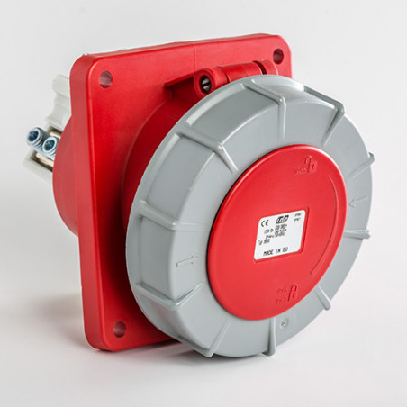 Prise  125A tétrapolaire 3P+N+T encastrable avec fil pilote - Étanche IP67 - IDE