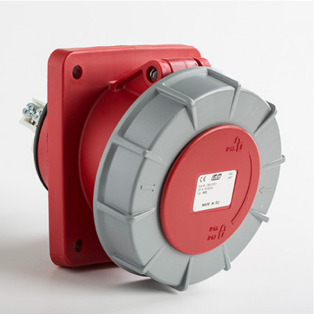 Prise encastrable 63A triphasé avec fil pilote 3P+T - Étanche IP67 - IDE