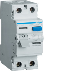 Hager Interrupteur différentiel 40A 30mA bipolaire type A - Bornes alignées