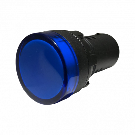 Voyant LED Bleu 12Vca-cc pour armoire électrique - Étanche IP67 - Perçage 22mm