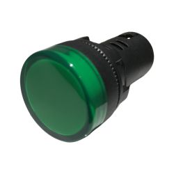 Voyant LED Vert 12Vca-cc pour armoire électrique - Étanche IP67 - Perçage 22mm