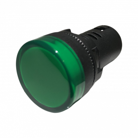Voyant LED Vert 12Vca-cc pour armoire électrique - Étanche IP67 - Perçage 22mm