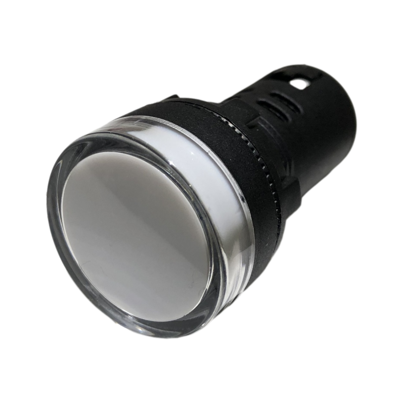 Voyant LED Blanc 12Vca-cc pour armoire électrique - Étanche IP67 - Perçage 22mm
