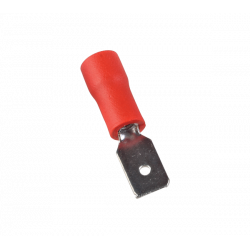 Cosse faston mâle isolée rouge - fil 0,5 à 1,5mm² - Cosse plate mâle 4,8x0,5mm à sertir - 100pces