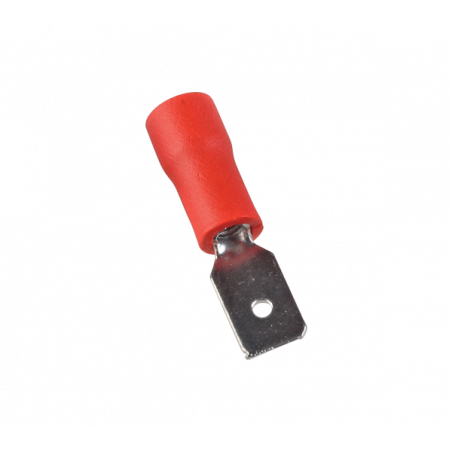 Cosse faston mâle isolée rouge - fil 0,5 à 1,5mm² - Cosse plate mâle 4,8x0,5mm à sertir - 100pces
