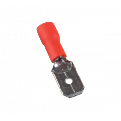 Cosse faston mâle isolée rouge - fil 0,5 à 1,5mm² - Cosse plate mâle 6,3x0,8mm à sertir - 100pces