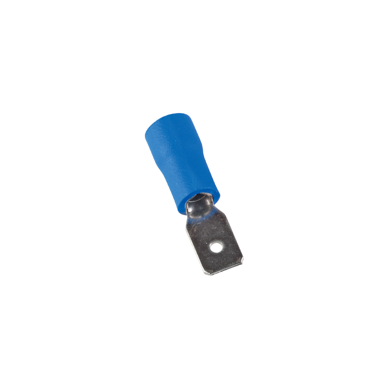 Cosse faston mâle isolée bleu - fil 1,5 à 2,5mm² - Cosse plate mâle 4,8x0,5mm à sertir - 100pces