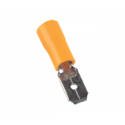 Cosse faston mâle isolée jaune - fil 4 à 6mm² - Cosse plate mâle 6,3x0,8mm à sertir - 100pces