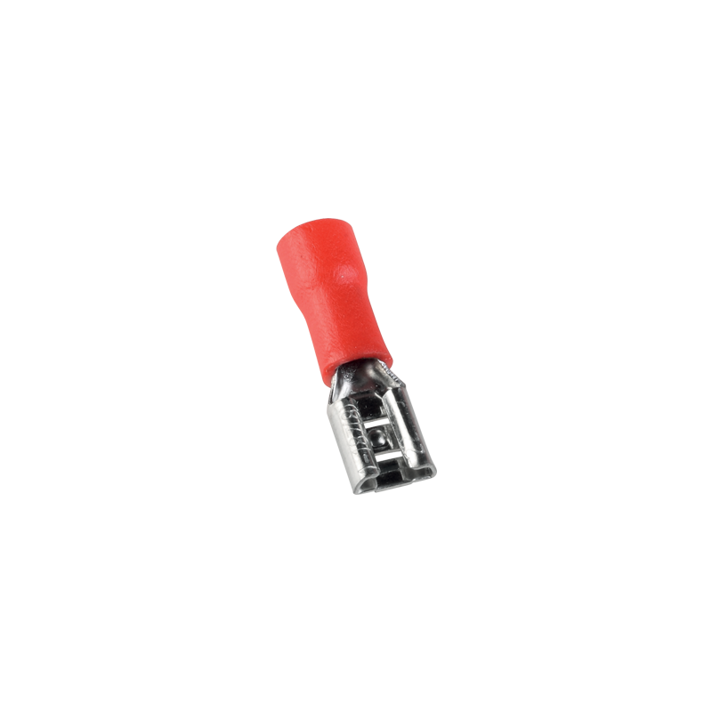 Cosse faston femelle isolée rouge - fil 0,5 à 1,5mm² - Cosse plate femelle 4,8x0,5mm à sertir - 100pces