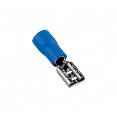 Cosse faston femelle isolée bleu - fil 1,5 à 2,5mm² - Cosse plate femelle 4,8x0,5mm à sertir - 100pces