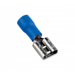 Cosse faston femelle isolée bleu - fil 1,5 à 2,5mm² - Cosse plate femelle 6,3x0,8mm à sertir - 100pces