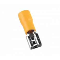 Cosse faston femelle isolée jaune - fil 4 à 6mm² - Cosse plate femelle 6,3x0,8mm à sertir - 100pces
