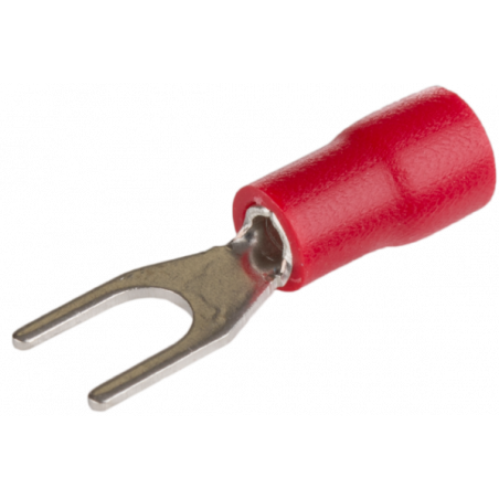 Cosse à fourche en cuivre étamé -fil 0,5 à 1,5mm² - Trou M4 - Ø 4,3mm - Cosse isolée à sertir - 100pces