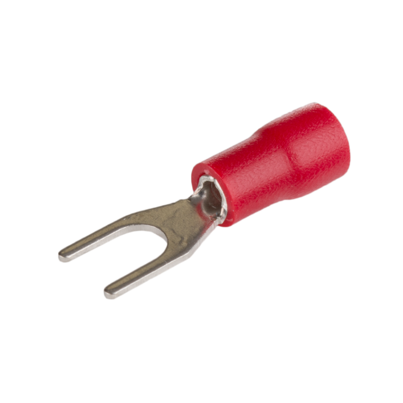 Cosse à fourche en cuivre étamé -fil 0,5 à 1,5mm² - Trou M5 - Ø 5,3mm - Cosse isolée à sertir - 100pces